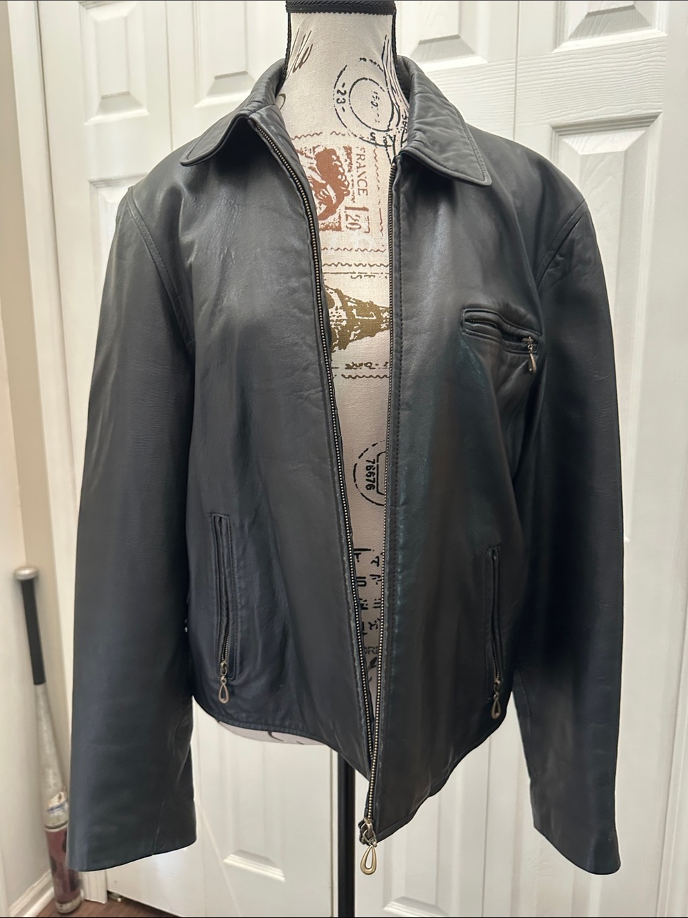 Saks Fifth Avenue The Works Vintage Black Leather Jacket - Women